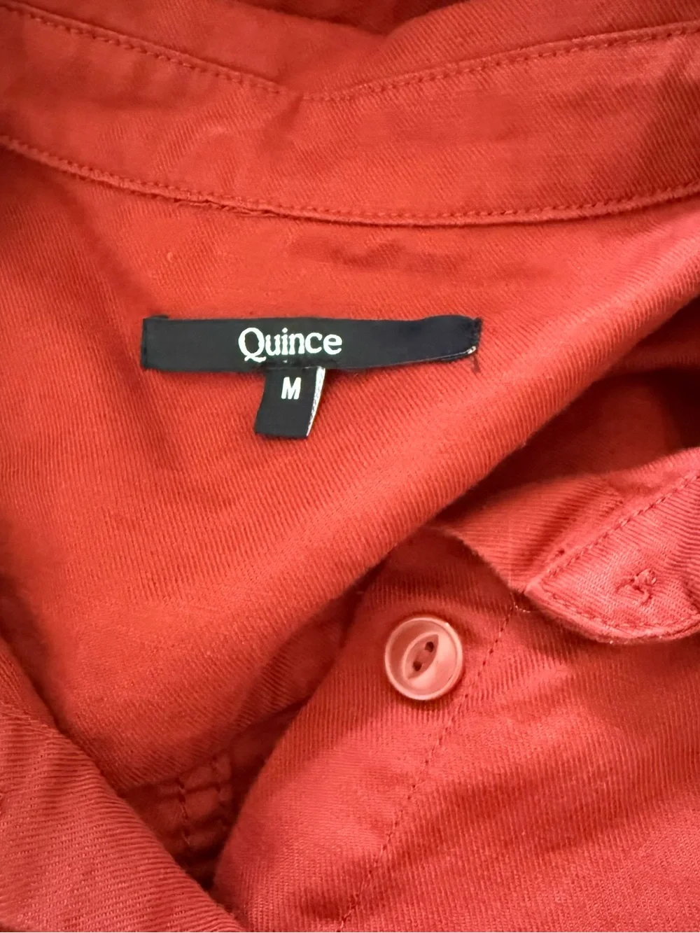 Quince Cotton Linen Twill Short Sleeve Coverall Jumpsuit Rust Red Size Medium